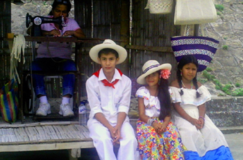 Kids in marketplace Equador